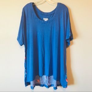 Blue Floral Hi Lo Top